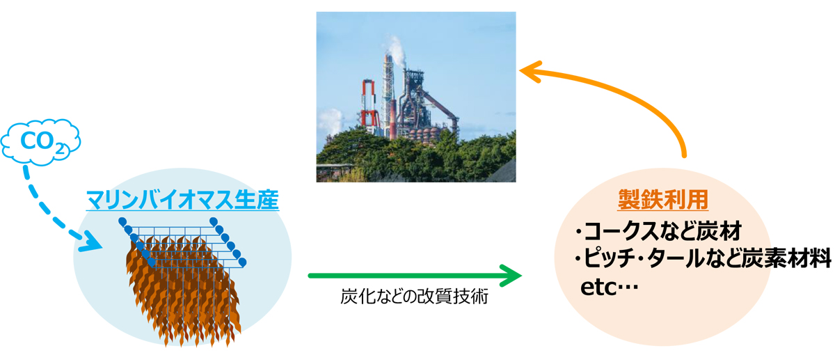 製鉄所における新たな炭素循環システム説明図